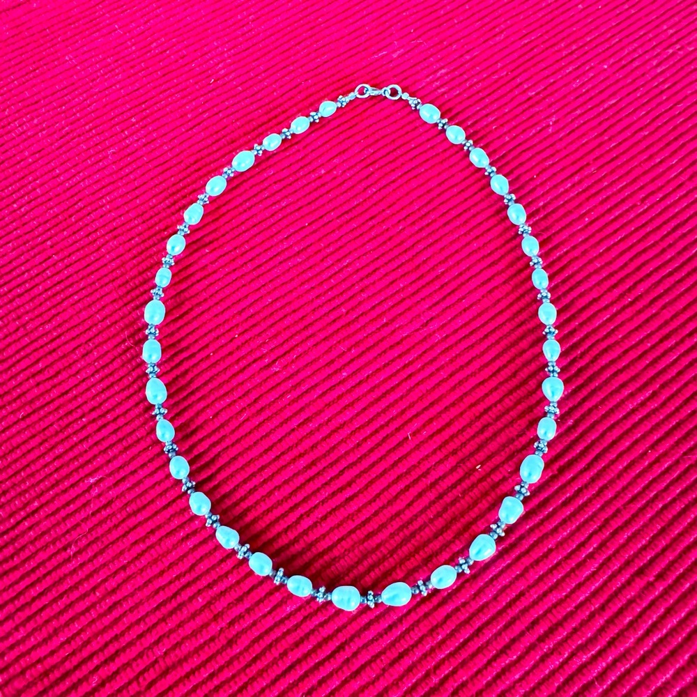 Elegant freshwater pearls & sterling silver necklace - Picture 1 of 5